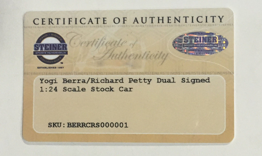 Yogi Berra & Richard Petty signed Action Toy stock car 2 auto Steiner COA LE