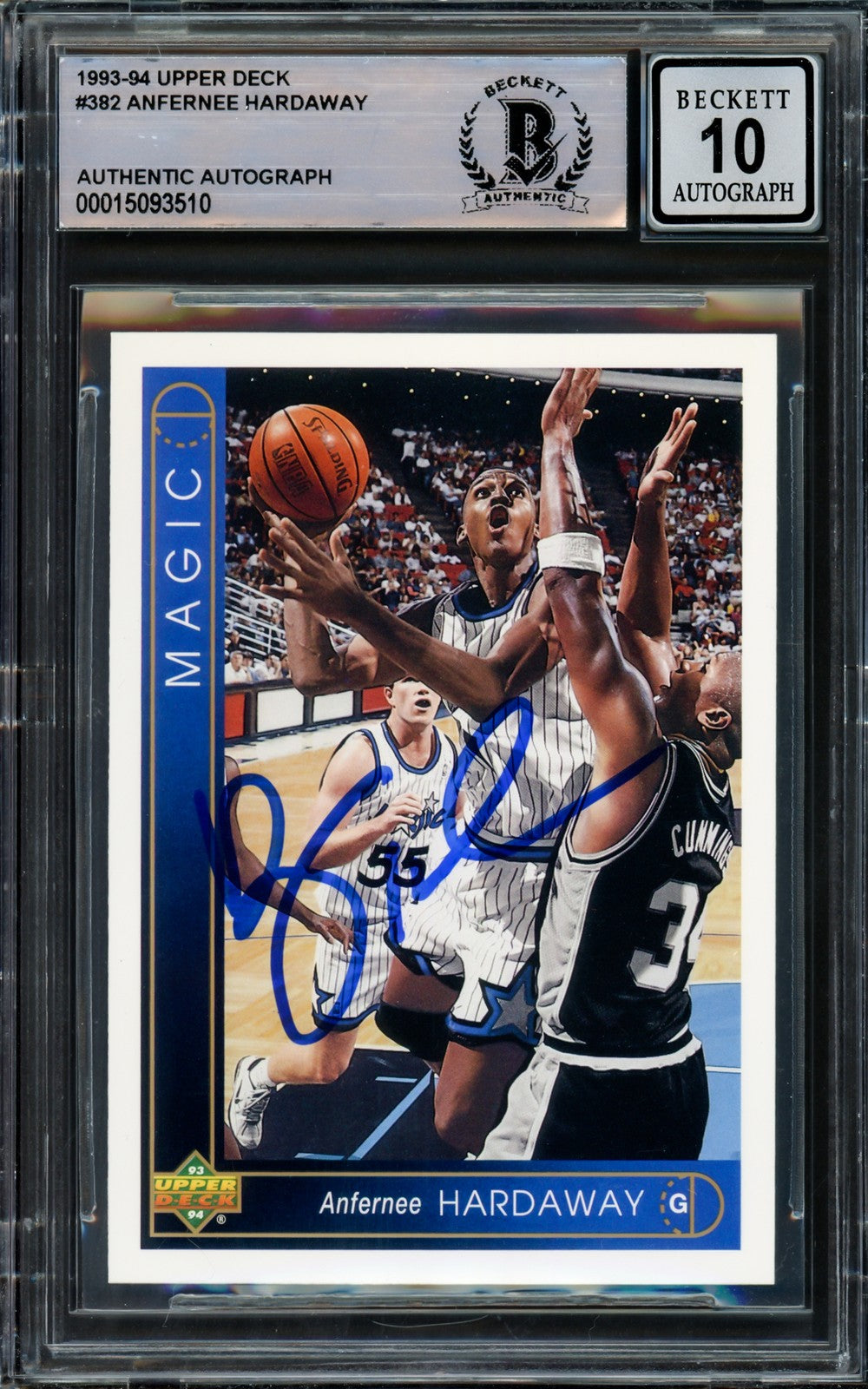 Anfernee Hardaway Signed 1993-94 Upper Deck RC #382 Orlando Magic Auto 10