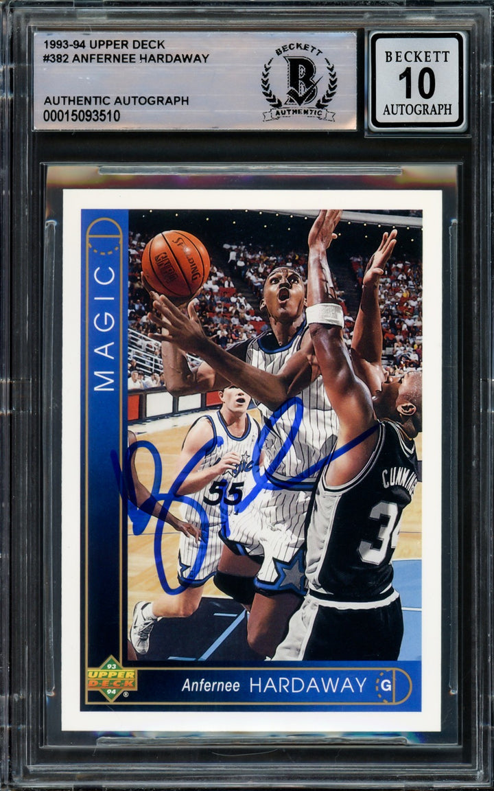 Anfernee Hardaway Signed 1993-94 Upper Deck RC #382 Orlando Magic Auto 10