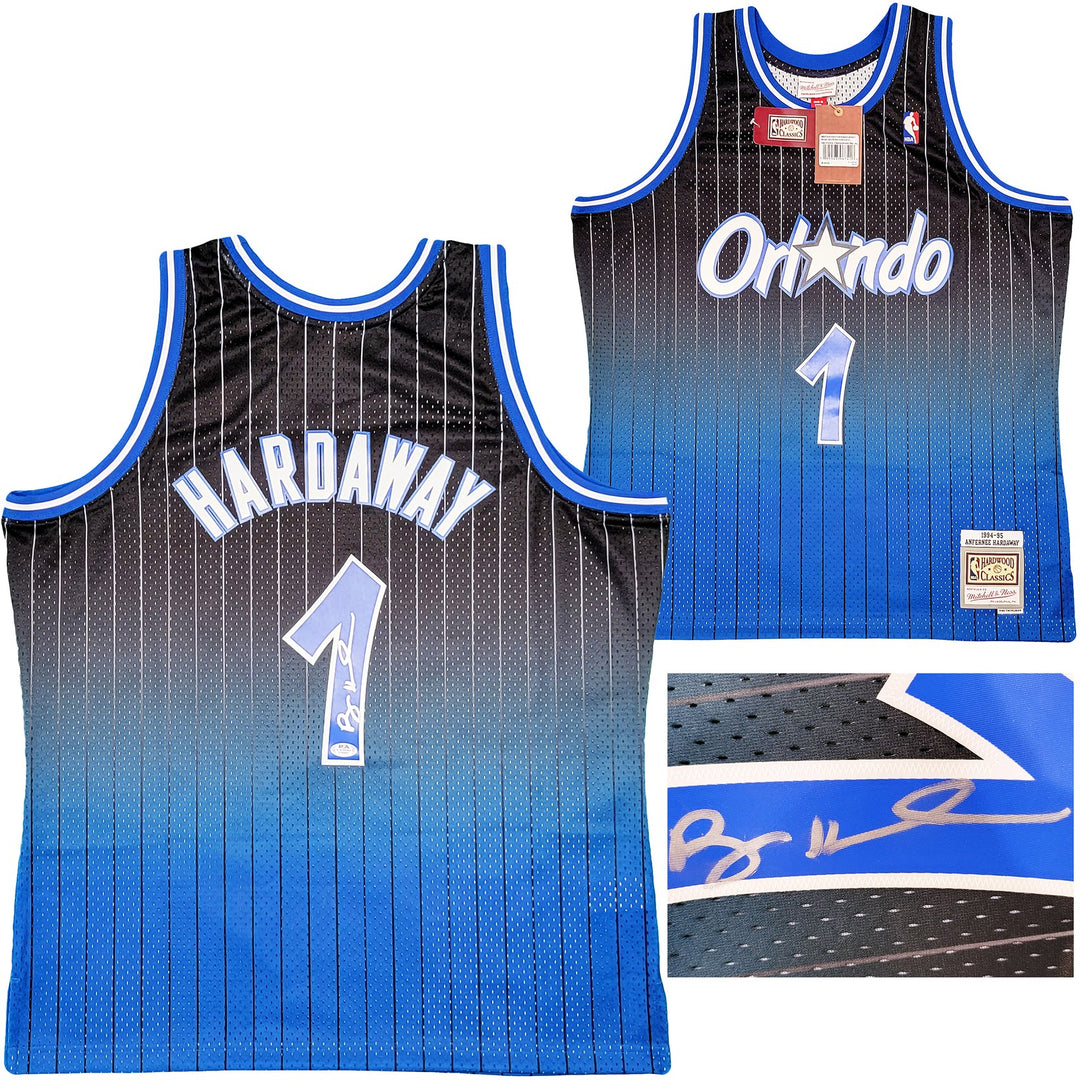 Magic Penny Hardaway Auto Black Blue M&N Fadeaway 94 HWC Swingman Jersey XL PSA