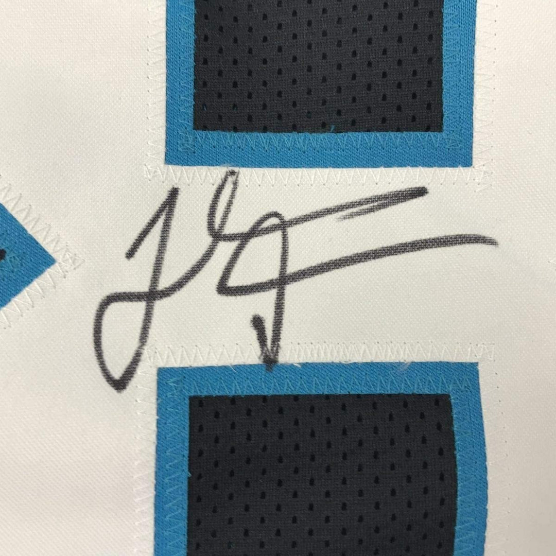 Framed Signed Thomas Davis Sr. 35x39 Carolina Black Jersey JSA COA