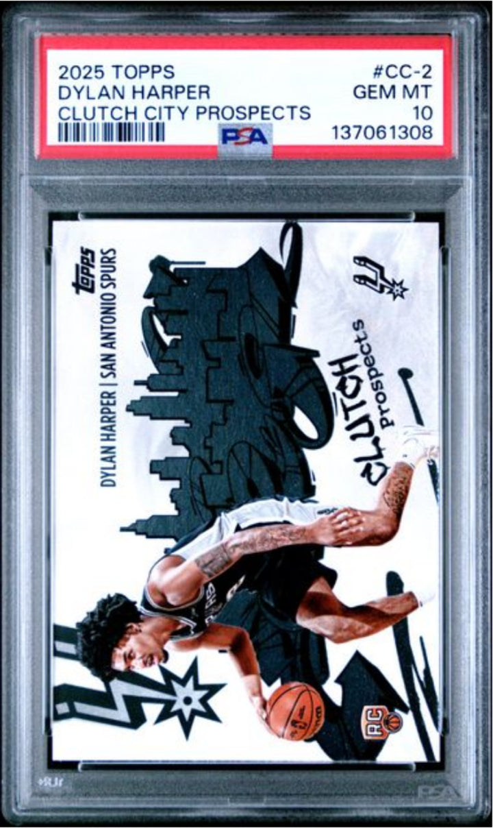 Graded 2025 Topps Dylan Harper #CC2 Clutch City Prospects Rookie RC Card PSA 10