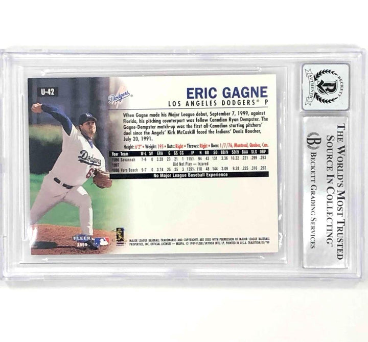 Eric Gagne full autograph signed 1999 Fleer Tradition RC rookie BAS BGS 10 Auto