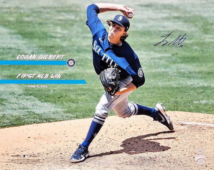 Logan Gilbert Signed 16x20 Photo Seattle Mariners 1st MLB Win MCS Holo