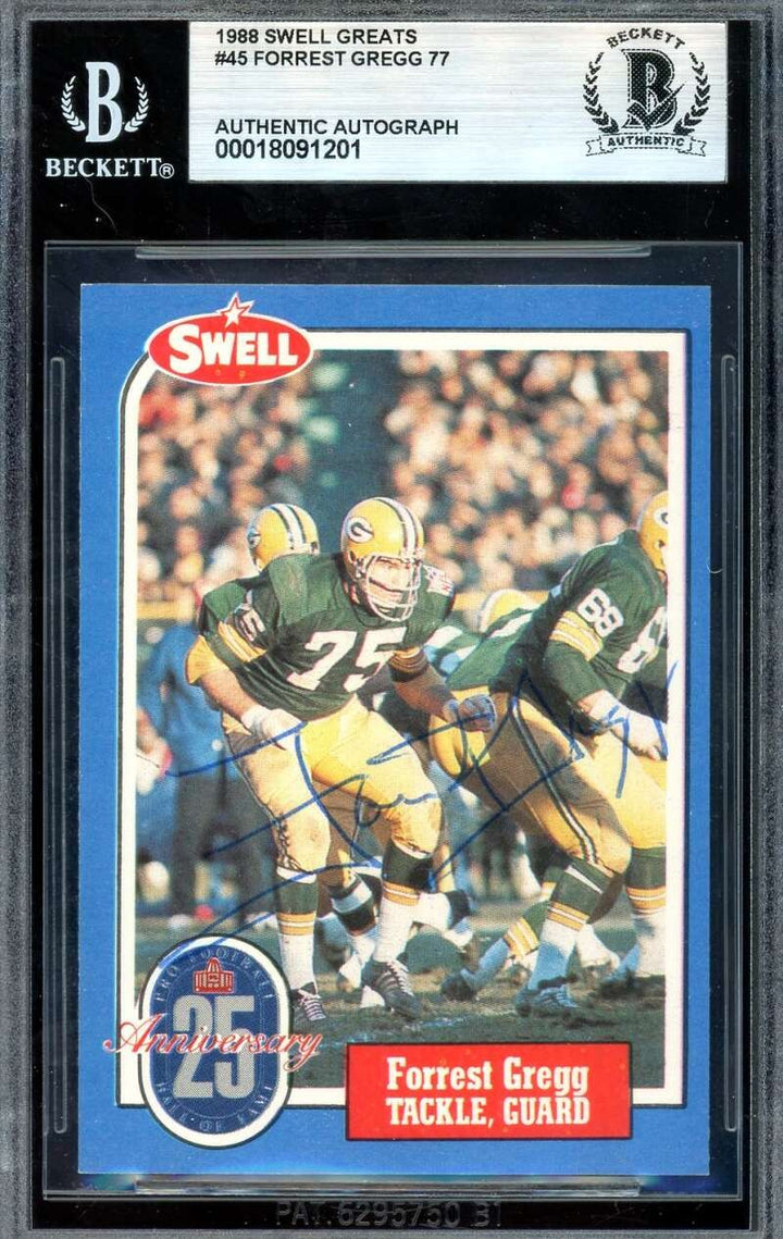 Forrest Gregg Beckett BAS Signed 1988 Swell Greats Autograph