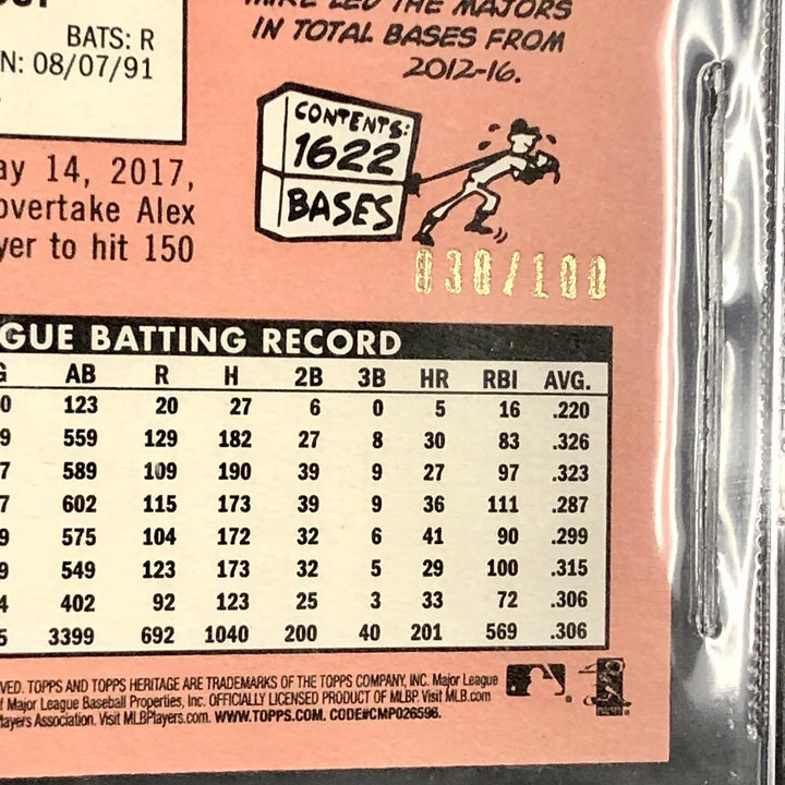 2018 Topps Heritage #275 Mike Trout Mini parallel /100 Gem Mint BGS 10 Pop 1