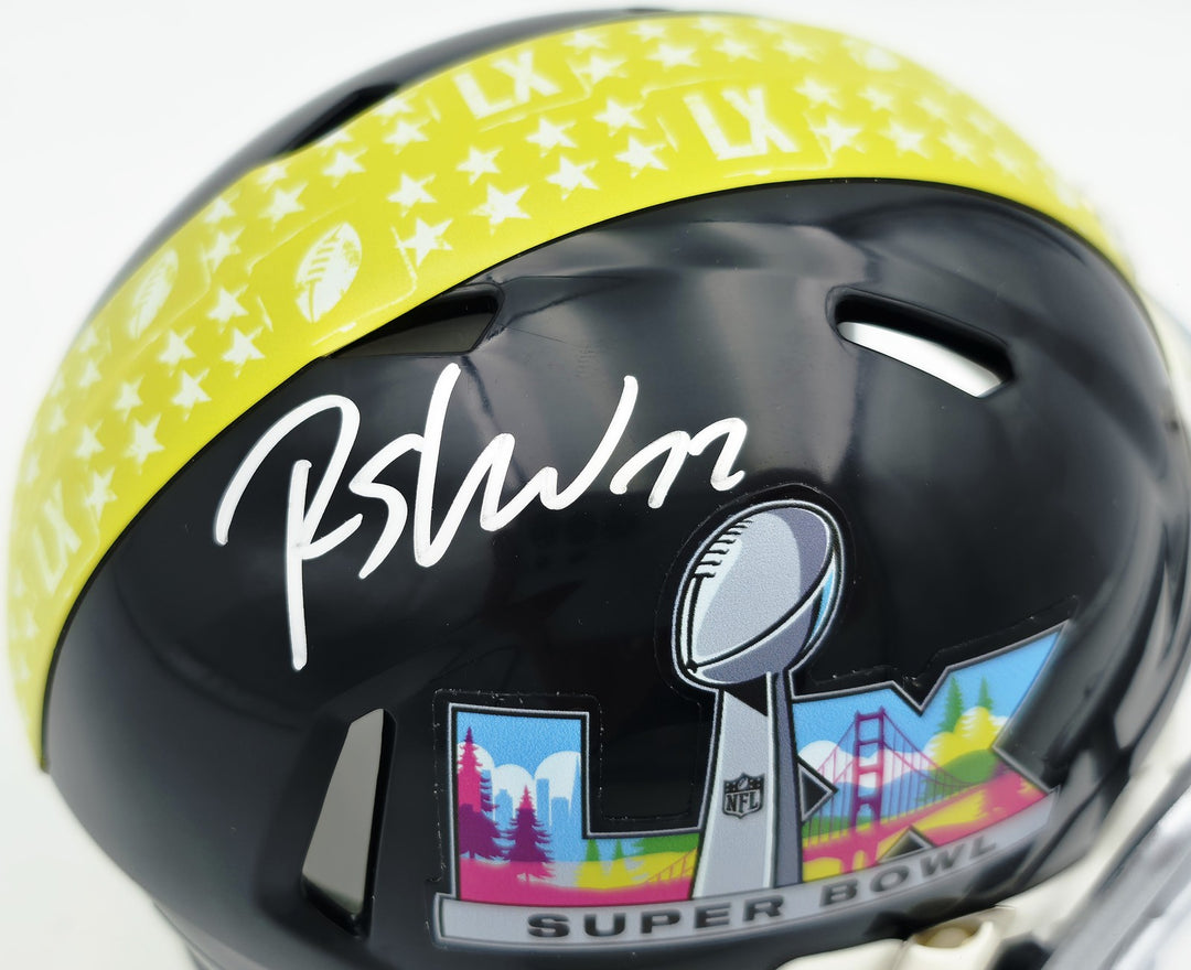 Rashid Shaheed Signed Seahawks Black SB LX Logo Speed Mini Helmet MCS Holo