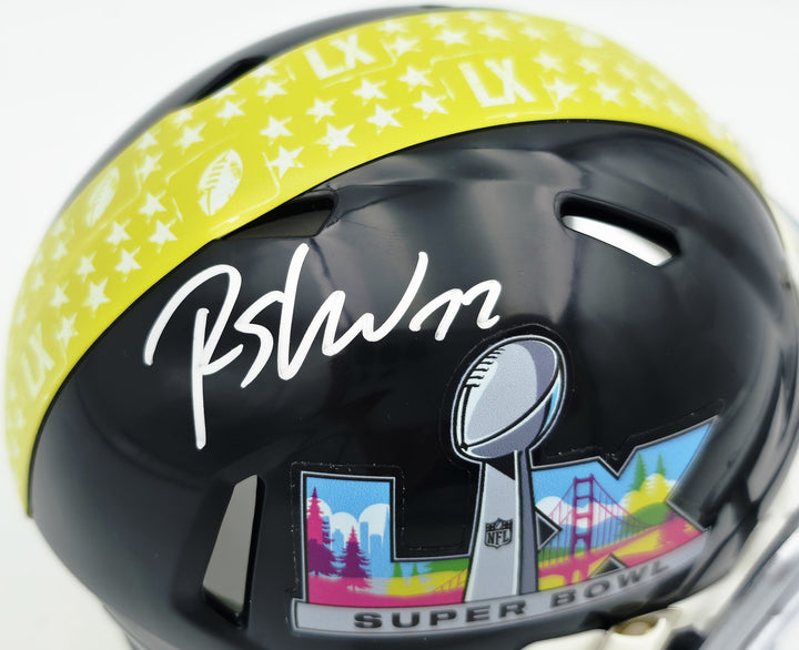 Rashid Shaheed Signed Seahawks Black SB LX Logo Speed Mini Helmet MCS Holo