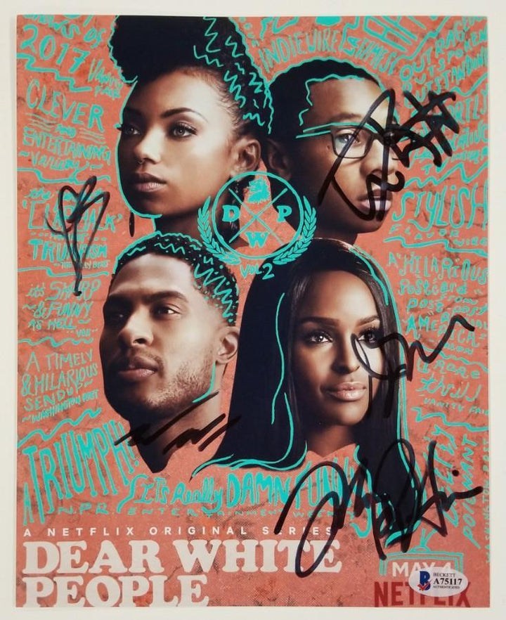 DEAR WHITE PEOPLE Cast Signed 8x10 Photo 5 Autos Simien Blaine ~ Beckett BAS COA