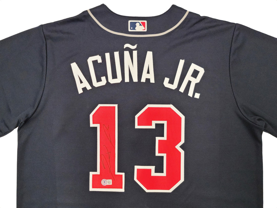 Atlanta Braves Ronald Acuna Jr. Signed Blue Nike Jersey Size L Beckett