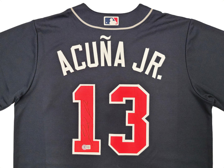 Atlanta Braves Ronald Acuna Jr. Signed Blue Nike Jersey Size L Beckett
