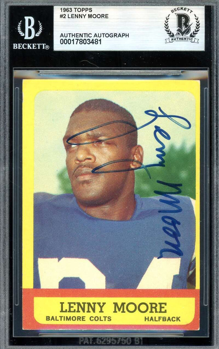 Lenny Moore Beckett BAS Signed 1963 Topps Autograph