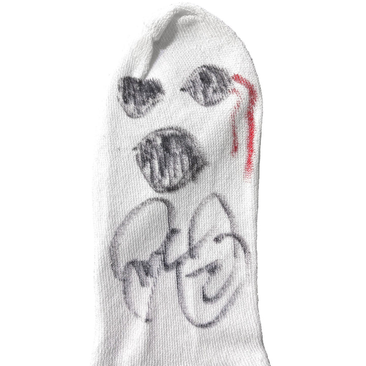 Mankind Mick Foley Autographed "Bloody" Mr. Socko Authentic Drawing JSA WWE WWF