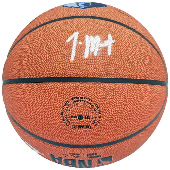 Ja Morant Signed Composite Leather Memphis Grizzlies Logo Basketball Beckett