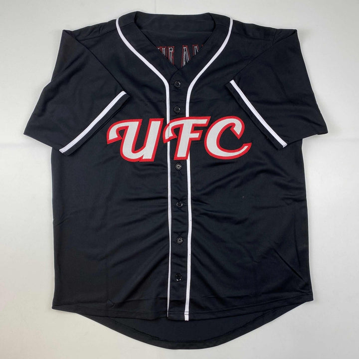 Autographed/Signed Thug Rose Namajunas UFC MMA Black Jersey Shirt PSA COA