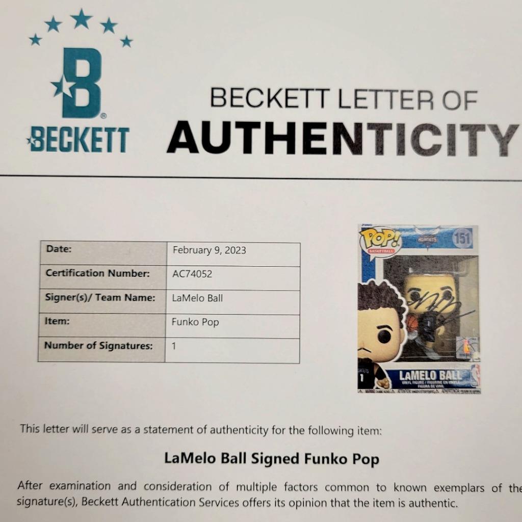 LaMelo Ball autograph signed Charlotte Hornets Funko Pop! ~ Beckett BAS COA LOA