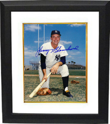 Johnny Blanchard signed New York Yankees 8x10 Photo Custom Framed (on knee)