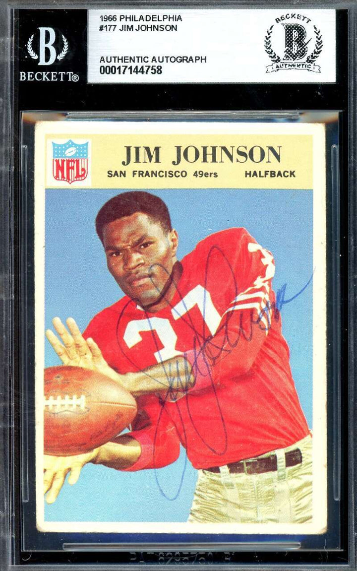 Jim Johnson Beckett BAS Signed 1966 Philadelphia Gum Autograph