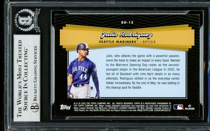 Julio Rodriguez Signed 2022 Topps Black Gold RC BG12 Mariners Beckett #16706797