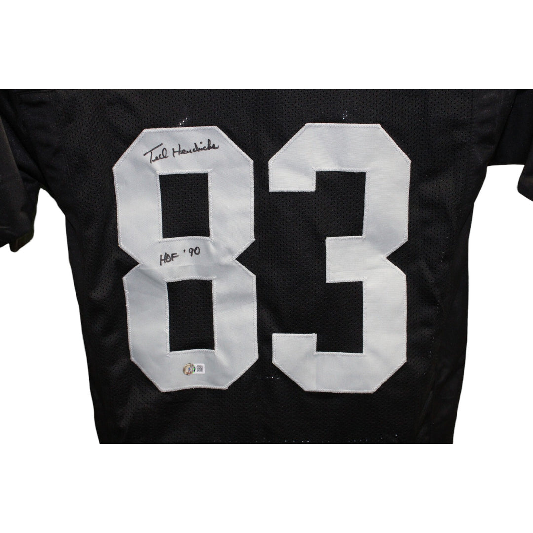 Ted Hendricks Autographed/Signed Pro Style Black XL Jersey HOF Beckett 42613
