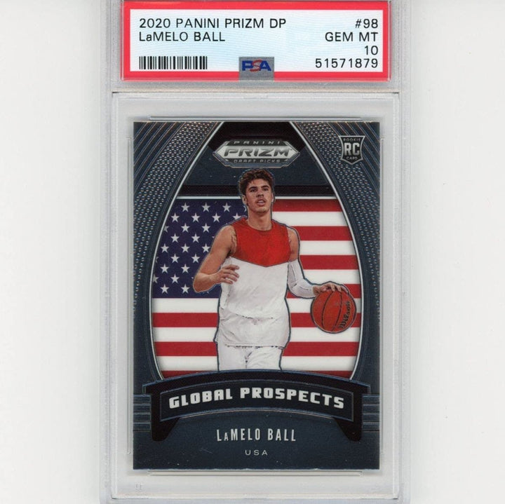 Graded 2020-21 Panini Prizm DP LAMELO BALL #98 Rookie RC Card PSA 10