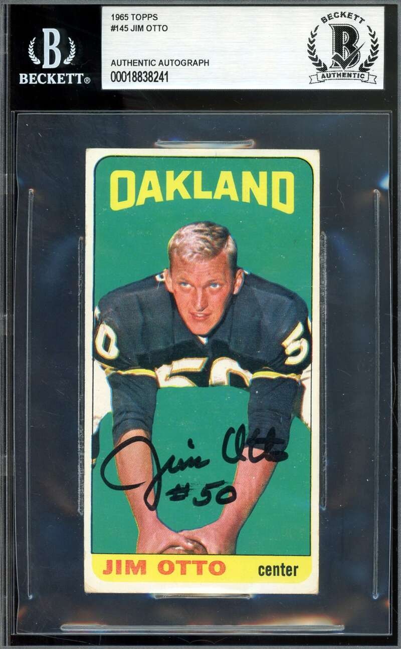 Jim Otto Beckett BAS Signed 1965 Topps Autograph