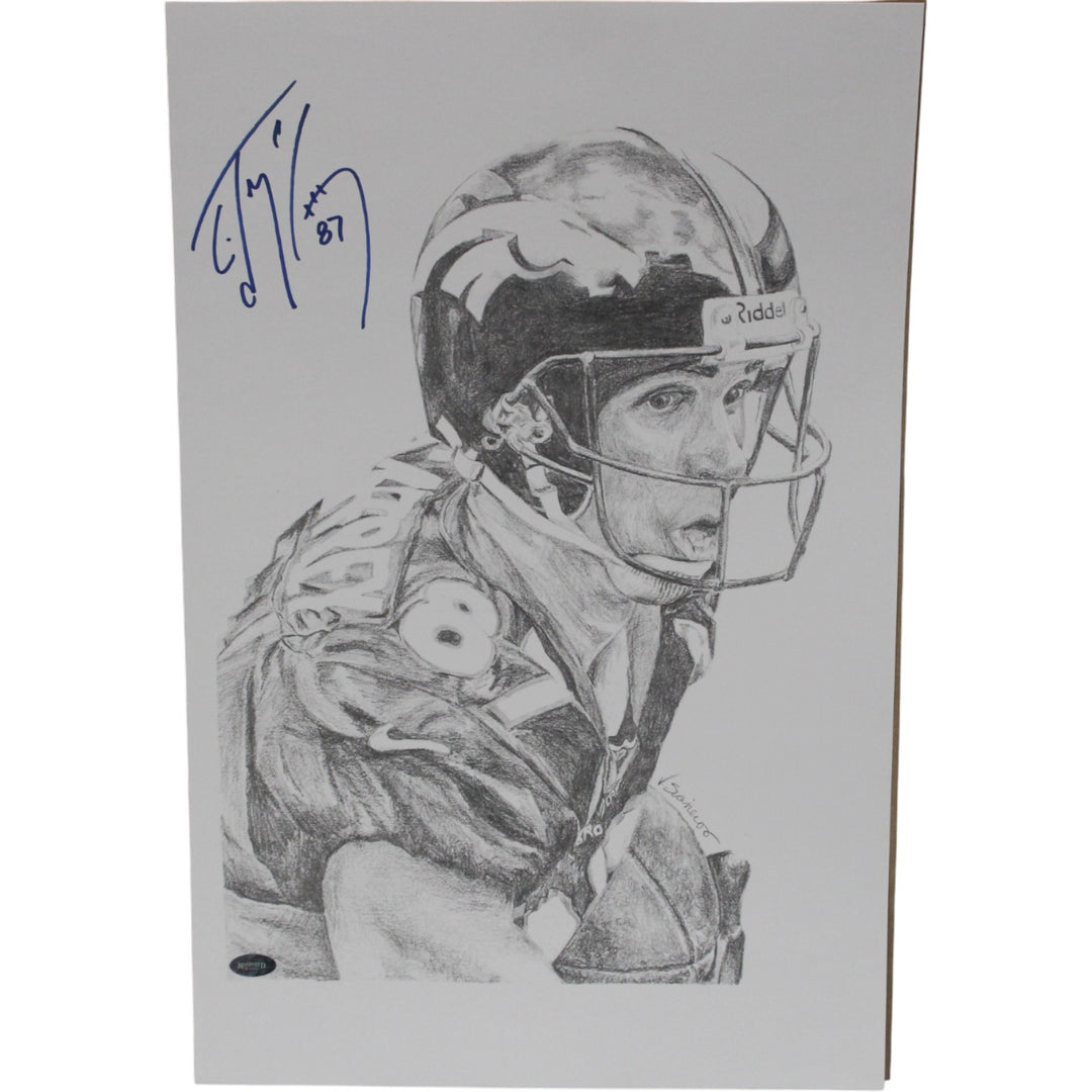 Ed McCaffrey Autographed Denver Broncos 11x17 Photo Mounted Memories 51342