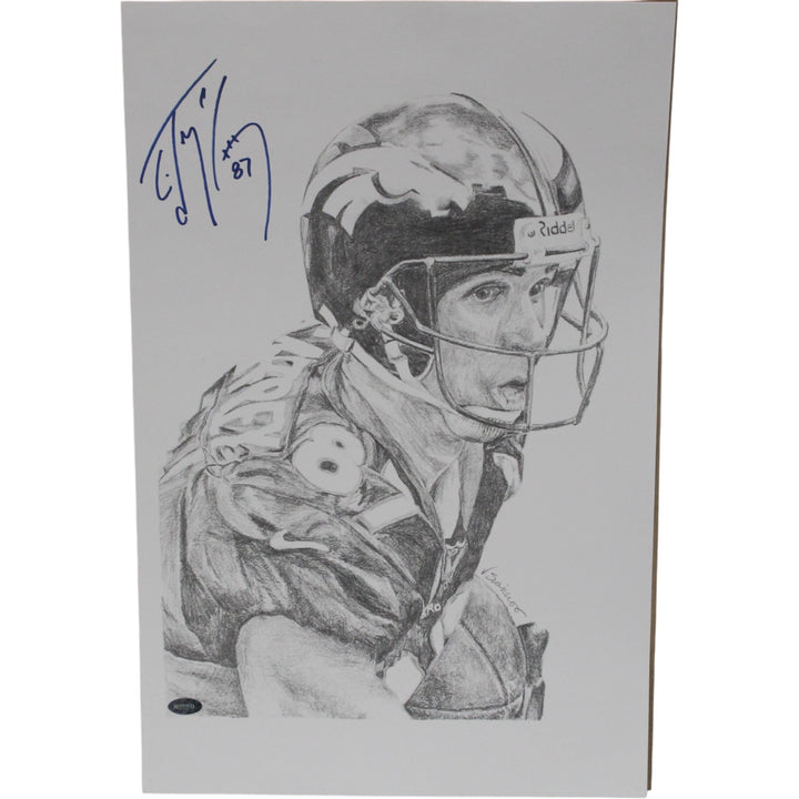 Ed McCaffrey Autographed Denver Broncos 11x17 Photo Mounted Memories 51342