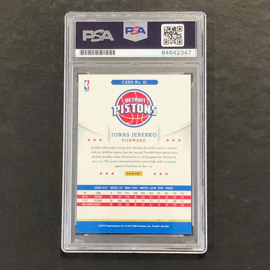 2012-13 NBA Hoops #91 Jonas Jerebko Signed Card AUTO PSA Slabbed Pistons