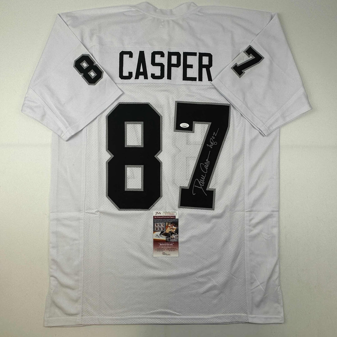 Signed Dave Casper HOF 02 Oakland Las Vegas White Jersey JSA COA