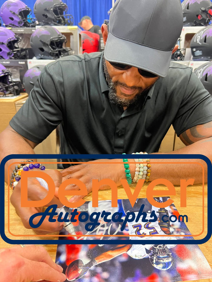 Ray Lewis Autographed/Signed Baltimore Ravens 8x10 Photo Beckett Witness 51048