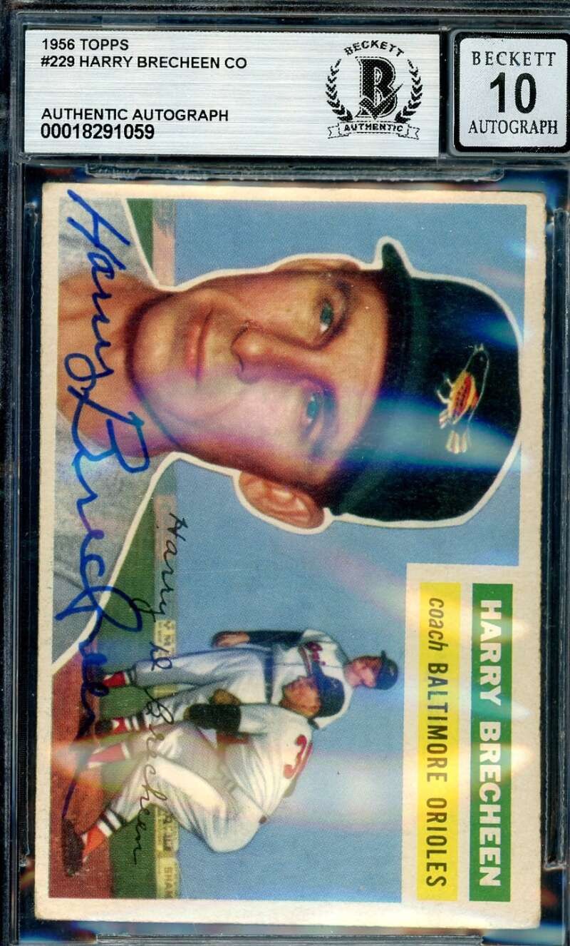 Harry Brecheen Gem Mint 10 Beckett BAS Signed 1956 Topps Autograph