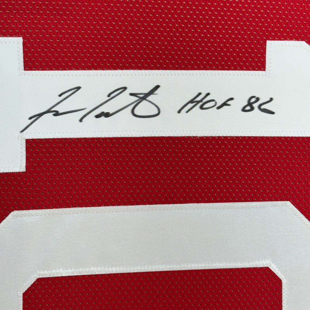 Framed Autographed/Signed Fran Tarkenton 35x39 Georgia Red Jersey Beckett COA
