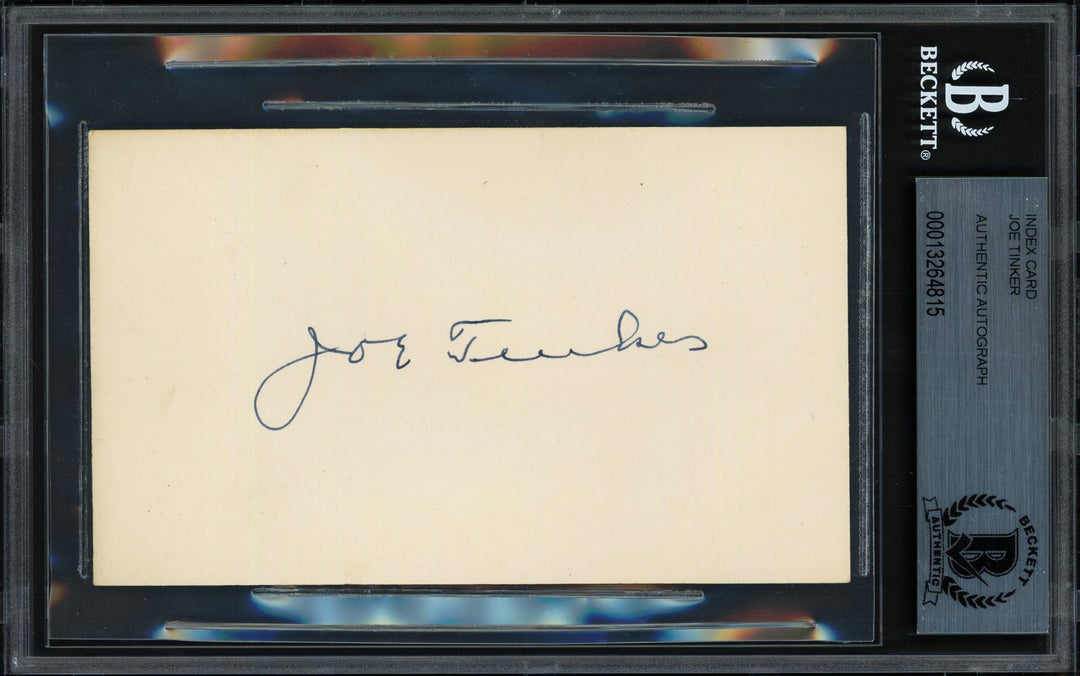 Joe Tinker Signed 3x5 Index Card Chicago Cubs Auto GM 10 Beckett #13264815