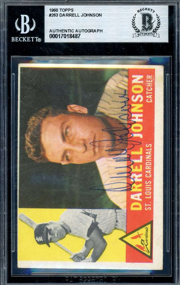 Darrell Johnson Beckett BAS Signed 1960 Topps Autograph