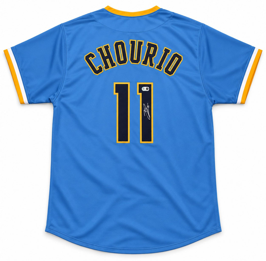 Jackson Chourio Signed Brewers Powder Blue Custom Jersey Beckett BAS QR
