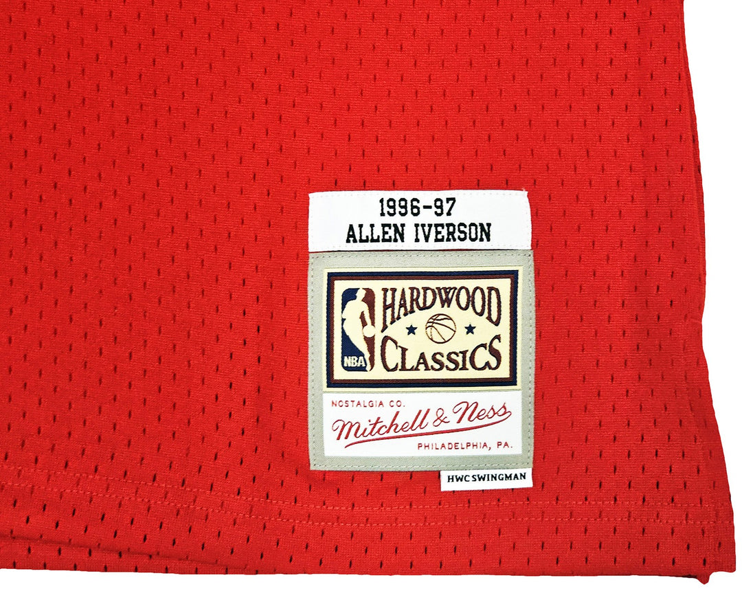 76ers Allen Iverson Auto Red AUTH Mitchell Ness 96 HWC Swingman Jersey XXL BAS
