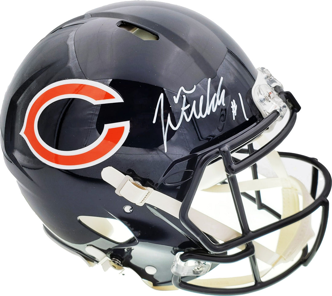 Justin Fields Signed Chicago Bears Blue Full Size Authentic Speed Helmet Beckett