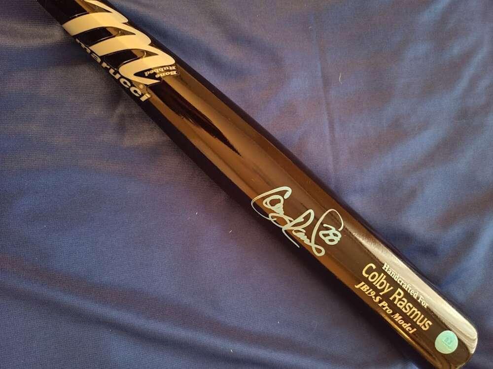 Colby Rasmus JSA Coa Signed Marucci Game Issue Baseball Bat Autograph