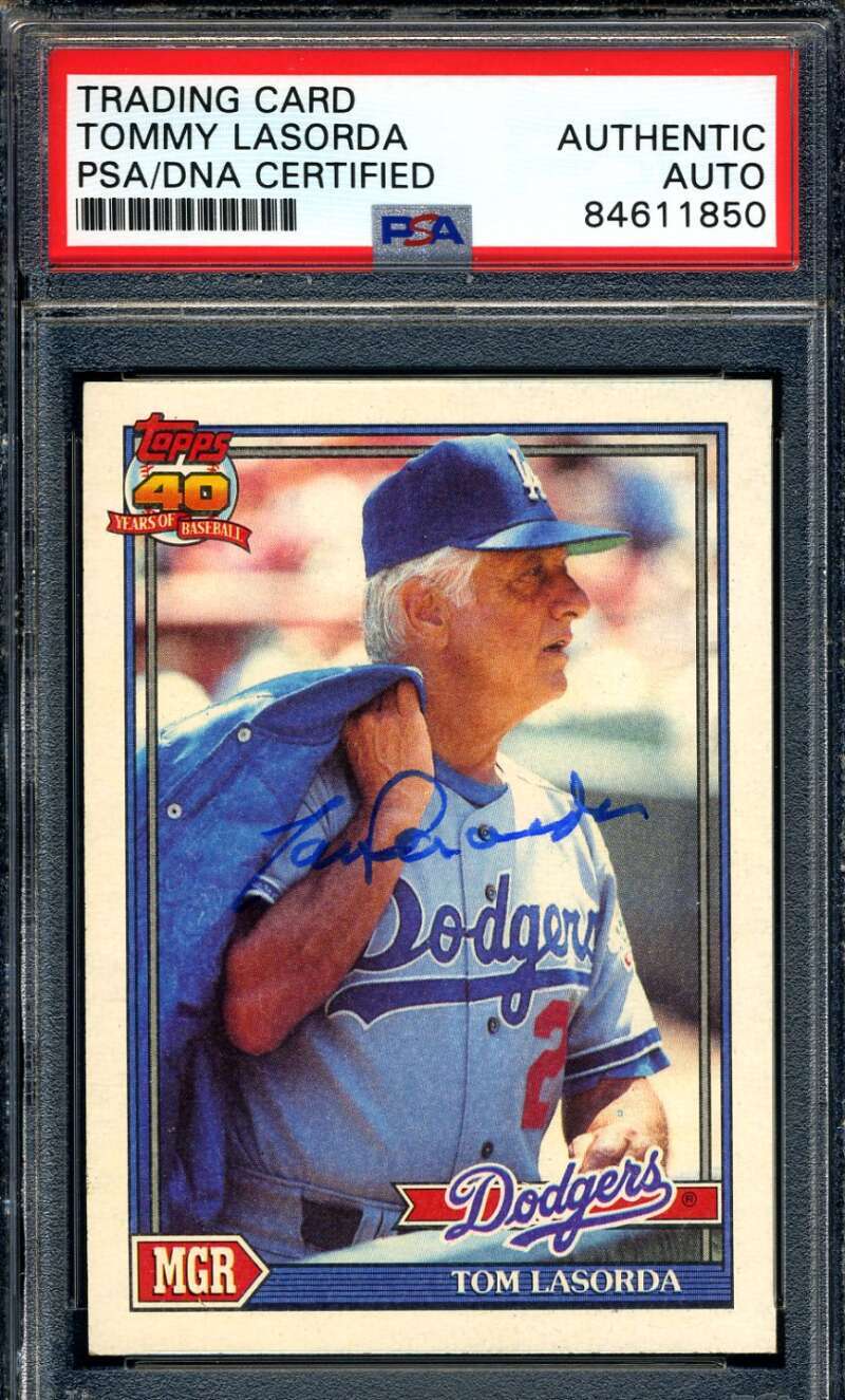 Tommy Lasorda PSA DNA Coa Signed 1991 Topps Autograph