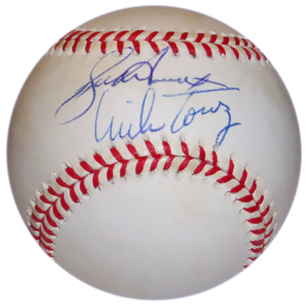 MIKE TORREZ + BUCKY DENT DUAL SIGNED OAL BALL NY YANKEES BOSTON RED SOX AUTOS