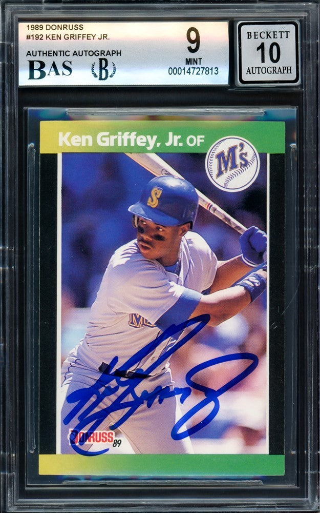 Ken Griffey Jr. Signed 1989 Donruss RC 192 Mariners BGS 9 Auto 10 Beckett