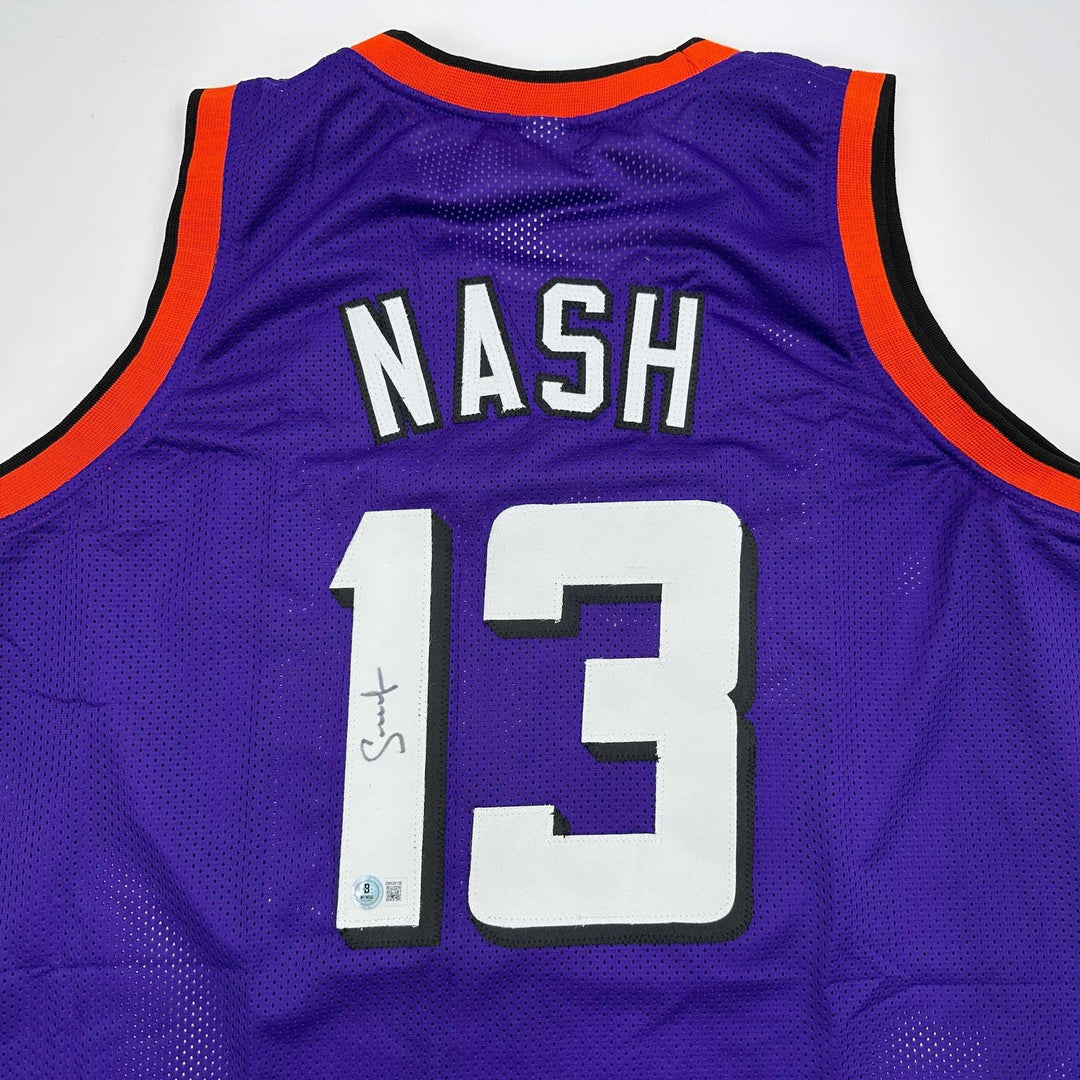 Autographed/Signed Steve Nash Phoenix Purple Jersey Beckett BAS COA