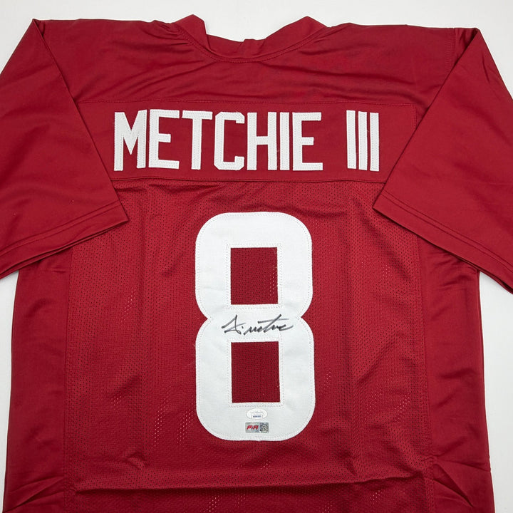 Autographed/Signed John Metchie III Alabama Red College Football Jersey JSA COA