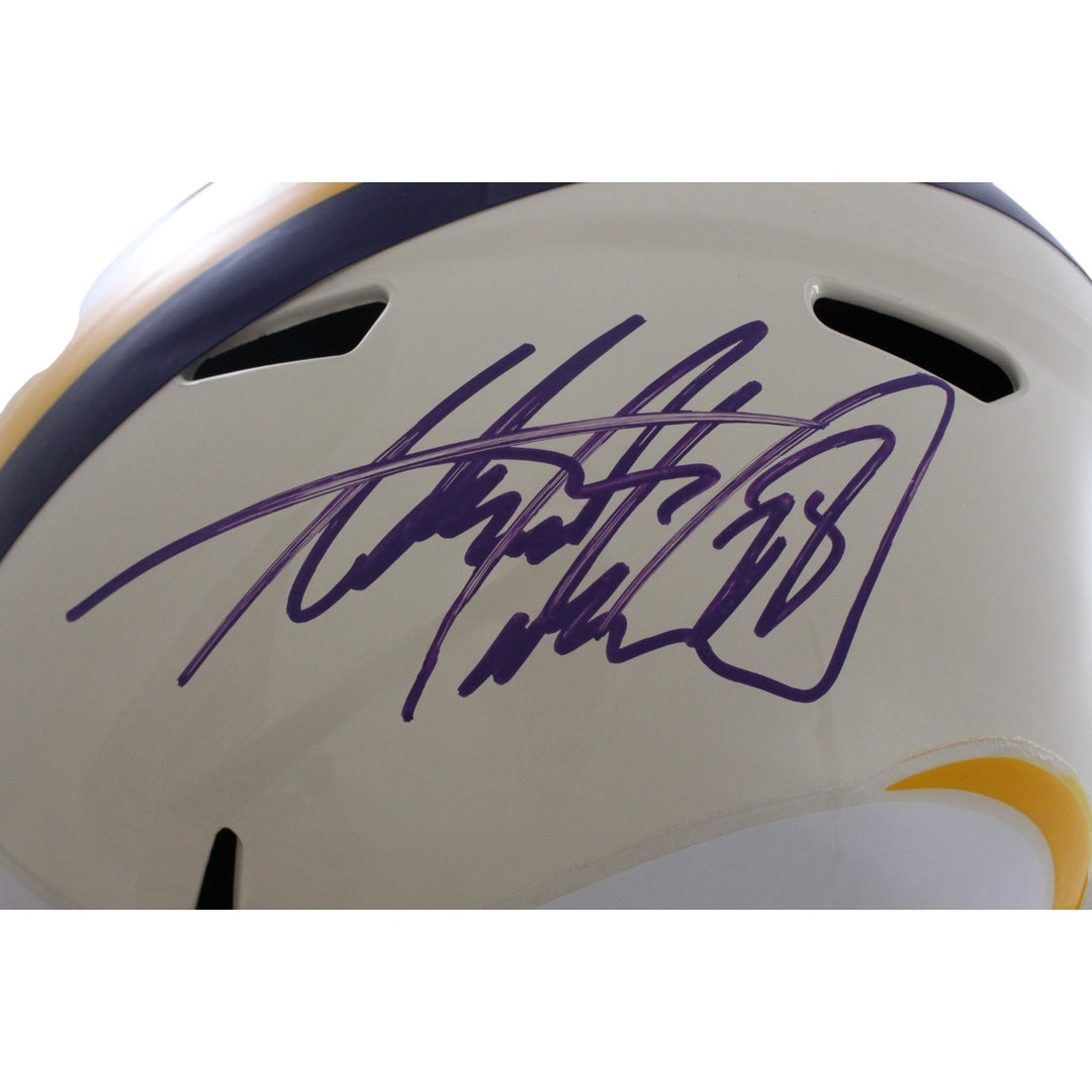 Adrian Perterson Signed Minnesota Vikings F/S Retro Helmet Beckett WIT 57531
