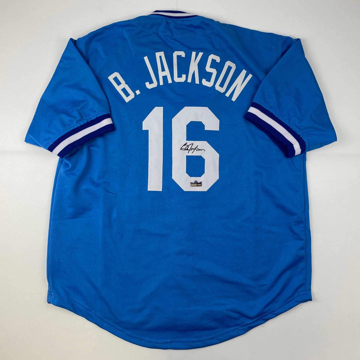 Facsimile Autographed Bo Jackson Kansas City Blue Reprint Jersey Size Men's XL