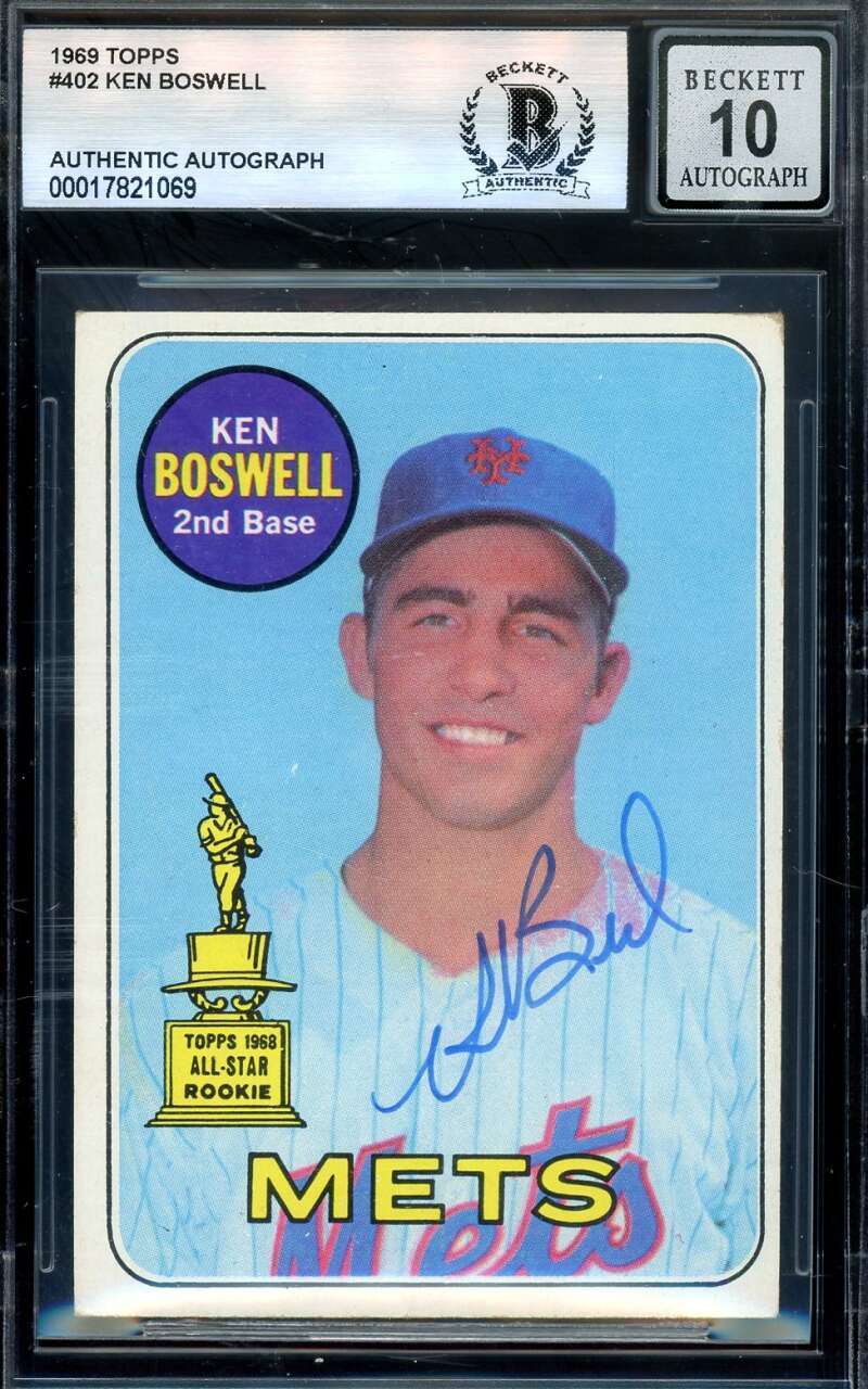Ken Boswell Gem Mint 10 Beckett BAS Signed 1969 Topps Autograph