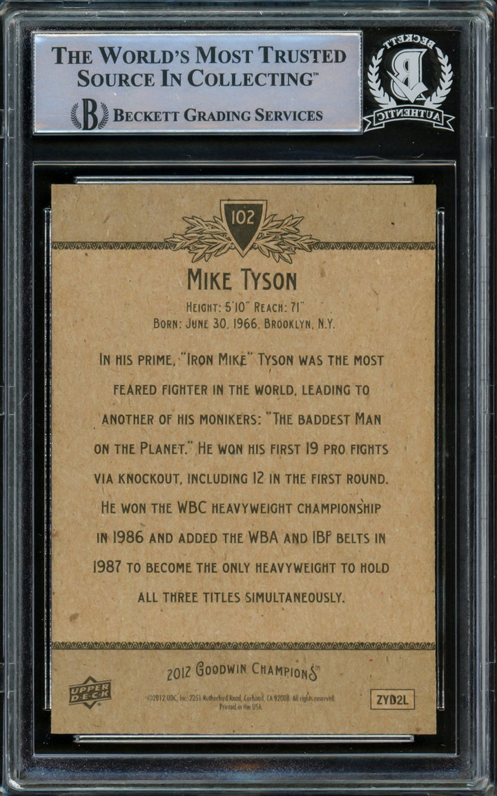 Mike Tyson Autographed Signed 2012 Upper Deck Goodwin Champions Card 102 Beckett