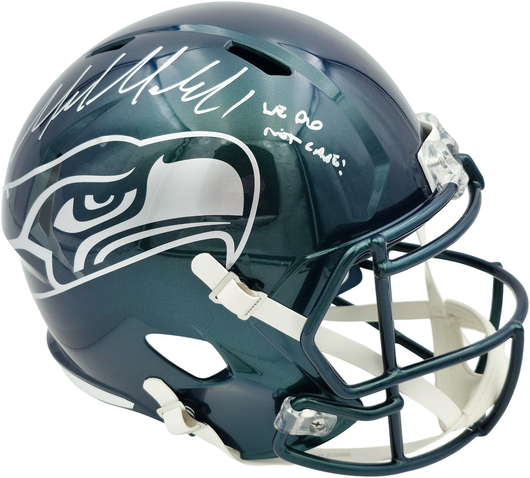 Mike Macdonald Signed Seahawks Rivalries Full Size Helmet "We Did Not Care"