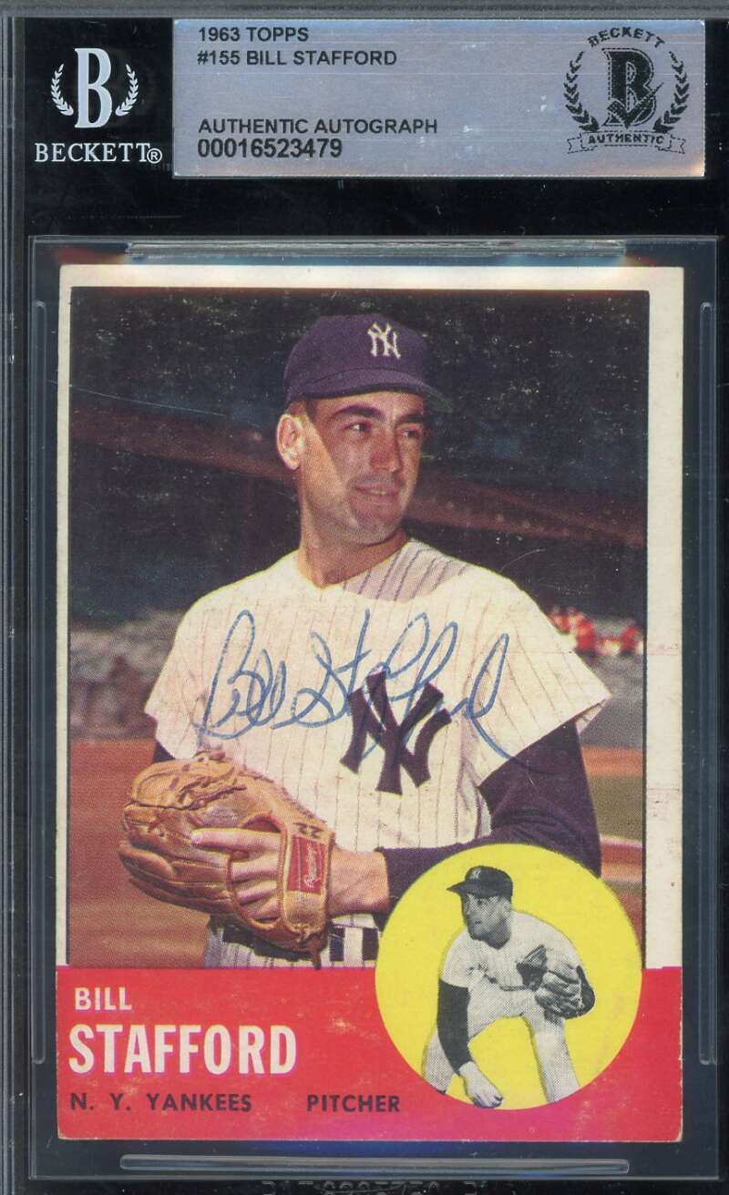 Bill Stafford Beckett BAS Signed 1963 Topps Autograph